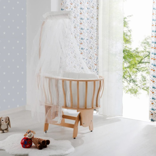 Djep lëkundës Naturel Basket - Krem me set gjumi