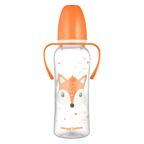 Shishe standarde Canpol babies me qafë të ngushtë dhe doreza 250 ml, portokalli