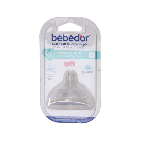 THITHËZË PËR SHISHEN E FËMIJËVE BEBEDOR, GOJË E GJERË, THITHËZË ME RRJEDHJE TË NGADALË.