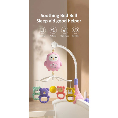 Lodër Muzike Rrotulluese për Bebe, në Formë Bufi, Moderne, me Zile Muzike të Varur për Bebe, Dhuratë për Festa