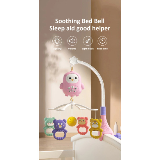 Lodër Muzike Rrotulluese për Bebe, në Formë Bufi, Moderne, me Zile Muzike të Varur për Bebe, Dhuratë për Festa