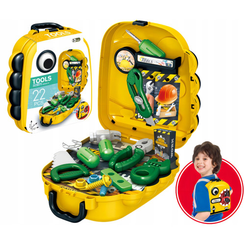 KIT PËR PUNË DIY, KUTI VEGLASH PUNËTORIE, ÇANTË SHPINE 22 COPË