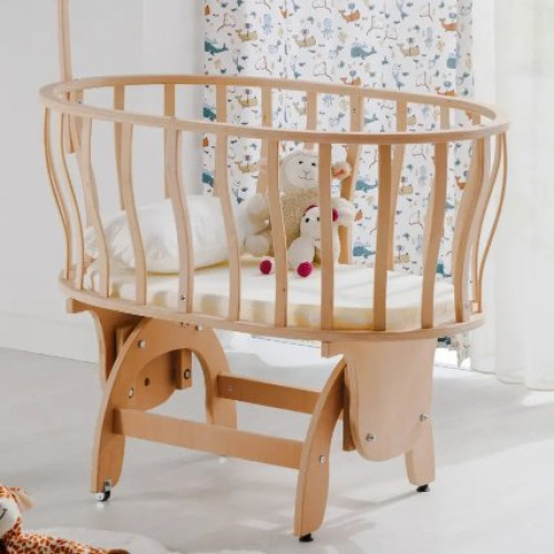 Djep lëkundës Naturel Basket - Krem me set gjumi